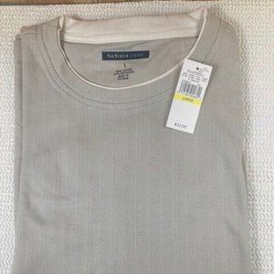 Van Heusen_Men's Large Casual ShirtShort Sleeve_Color:Stonedust w/cream trim_NWT